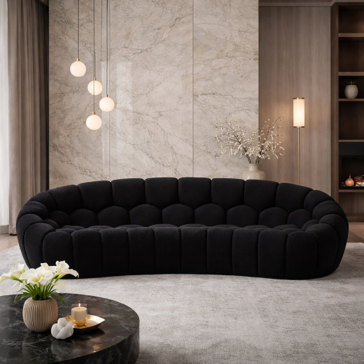 Hexagonal-Tufted Curved Sofa | Oroa.com