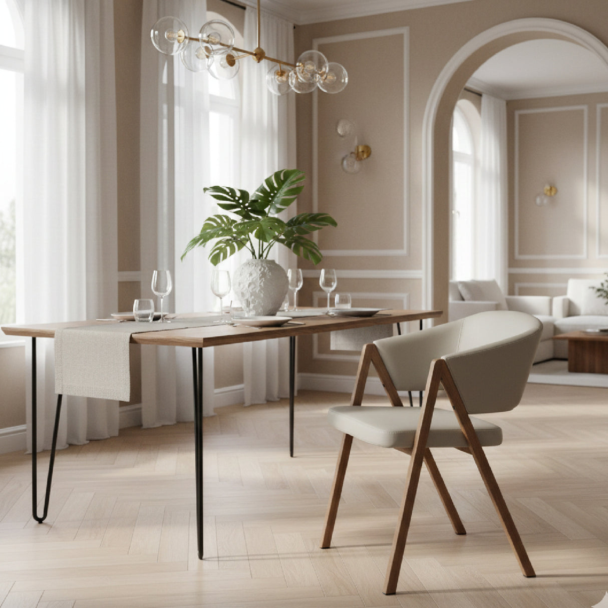 Curved Vegan Leather Dining Chairs (2) | OROA Modern Marcus