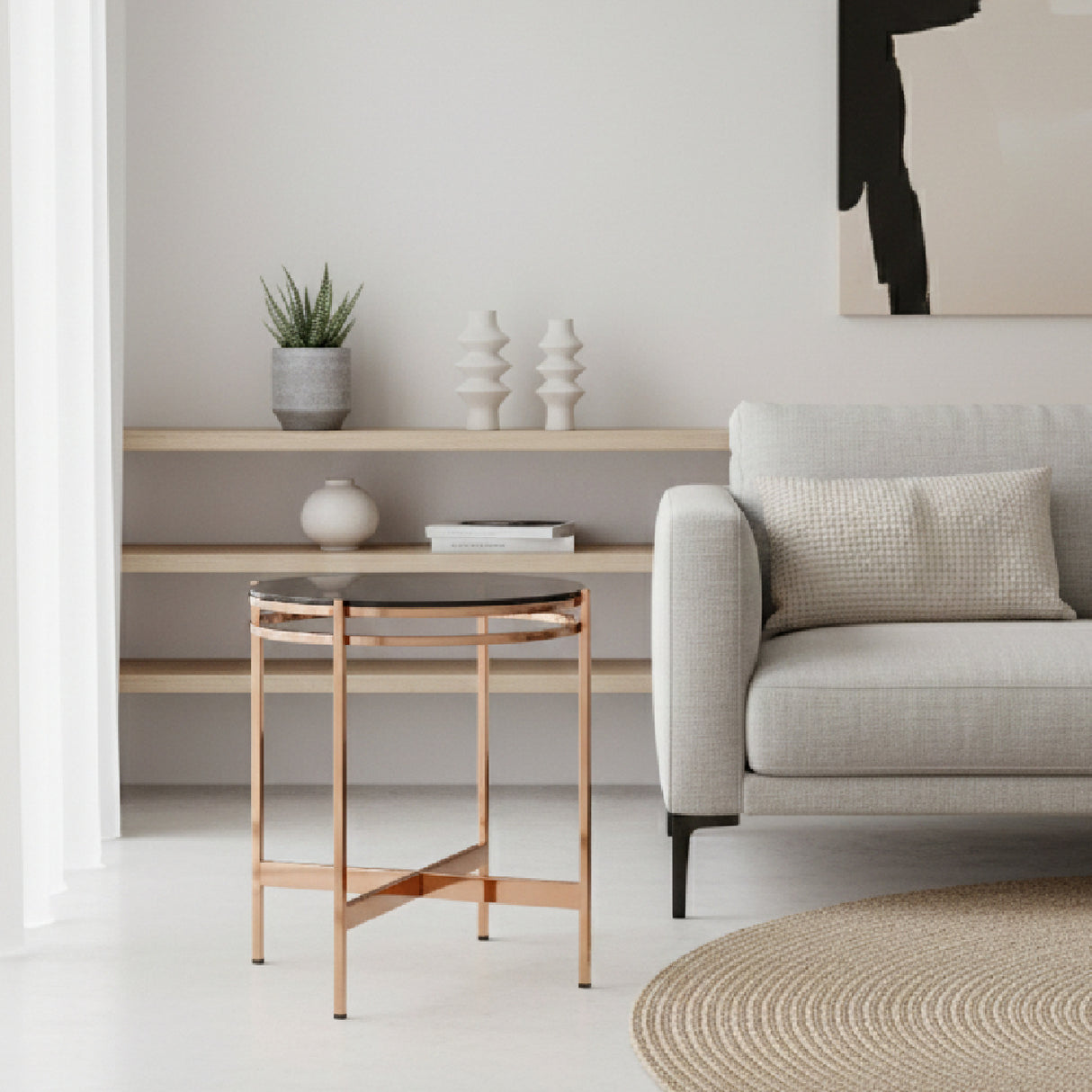 Smoked Glass Round End Table S | Oroa.com