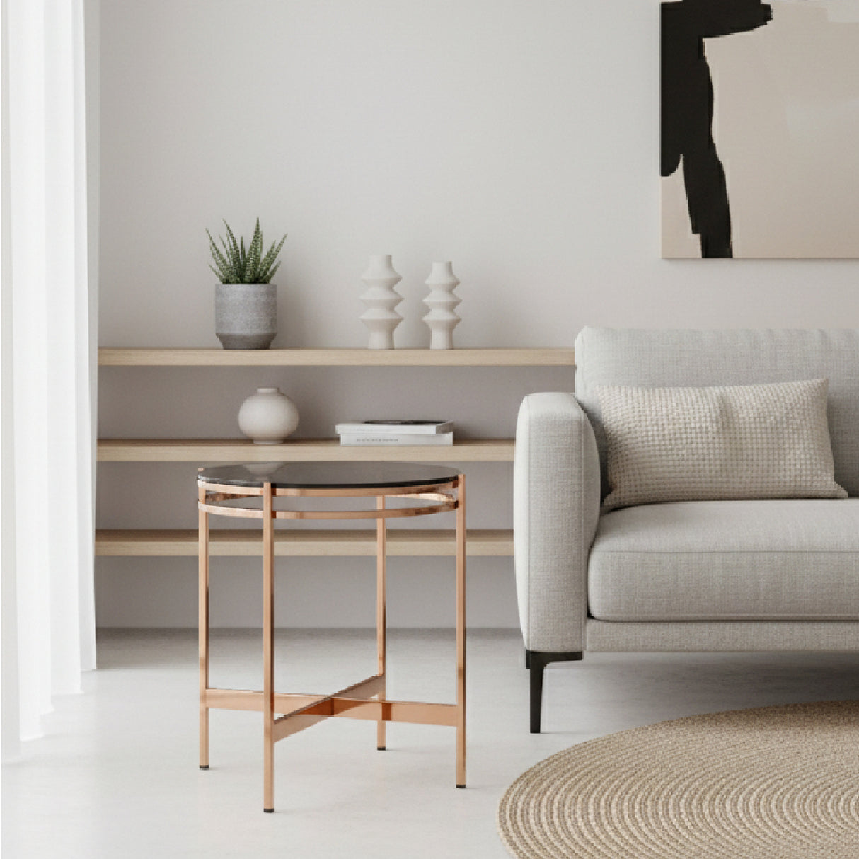 Smoked Glass Round End Table | Oroa.com