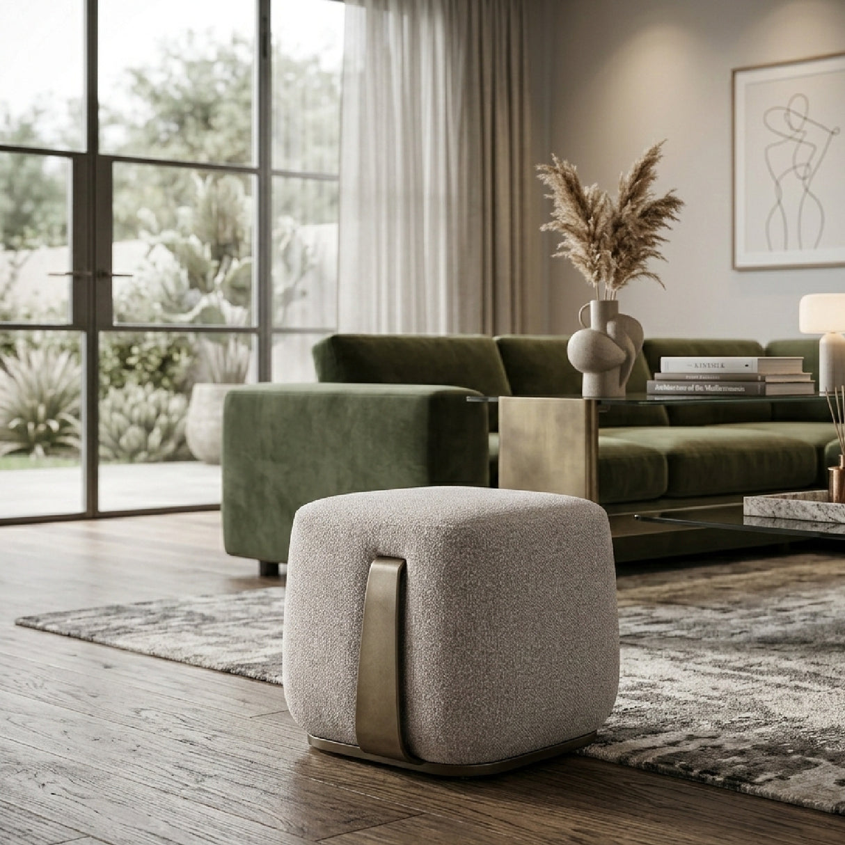 White Fabric Ottoman | Oroa.com