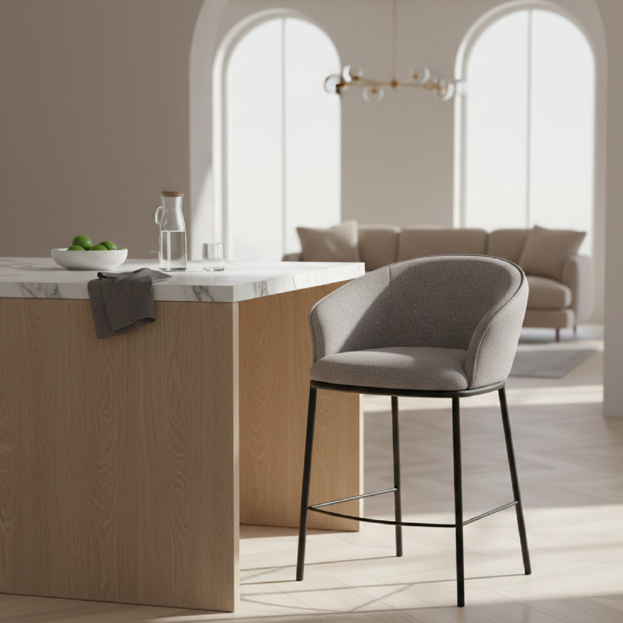 Gray Curved Counter Stool | Oroa.com
