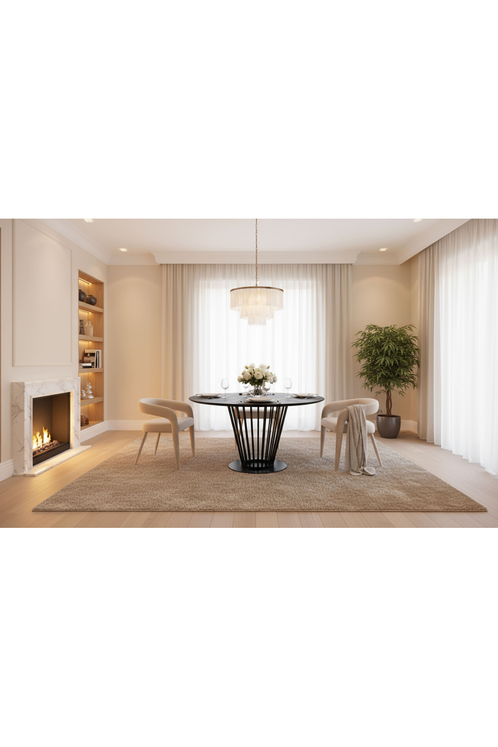 Black Oak Round Dining Table | OROA Modern Conroy | Oroa.com