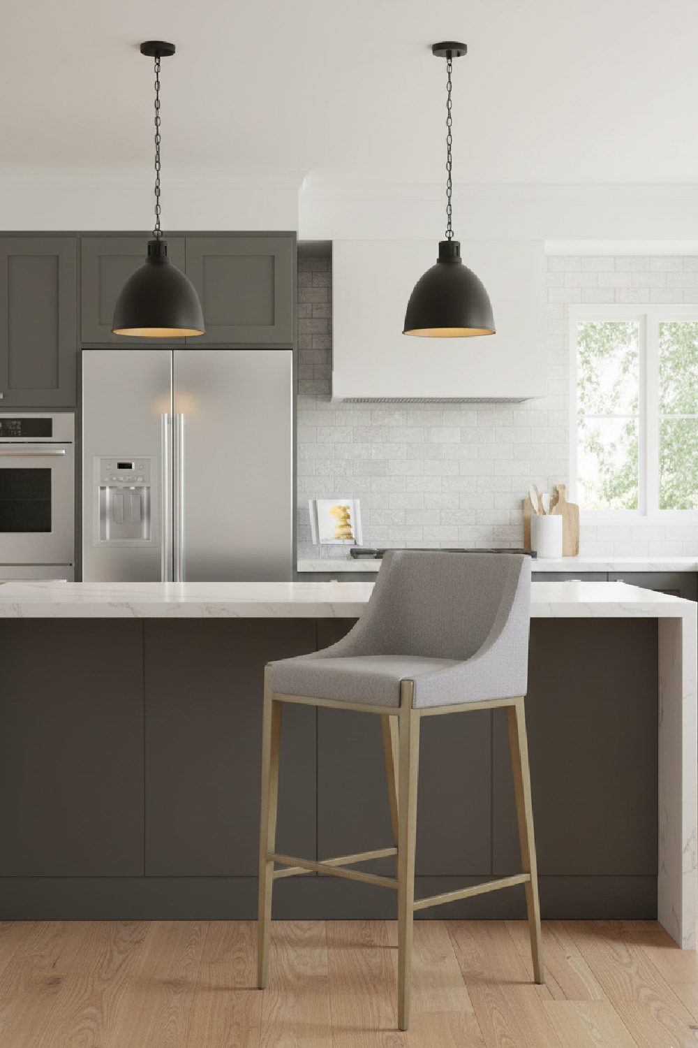 Gray Fabric Bar Stool | OROA Modern Fairview | Oroa.com