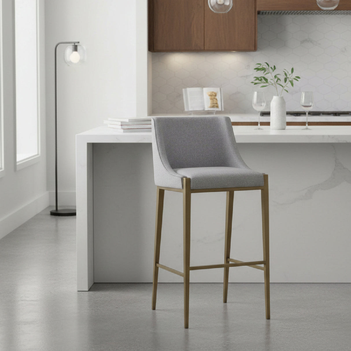 Gray Fabric Bar Stool | Oroa.com
