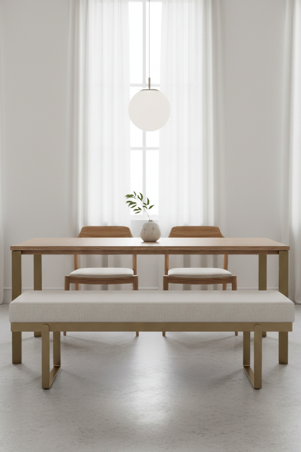 White Upholstered Dining Bench | OROA Modern Tatum