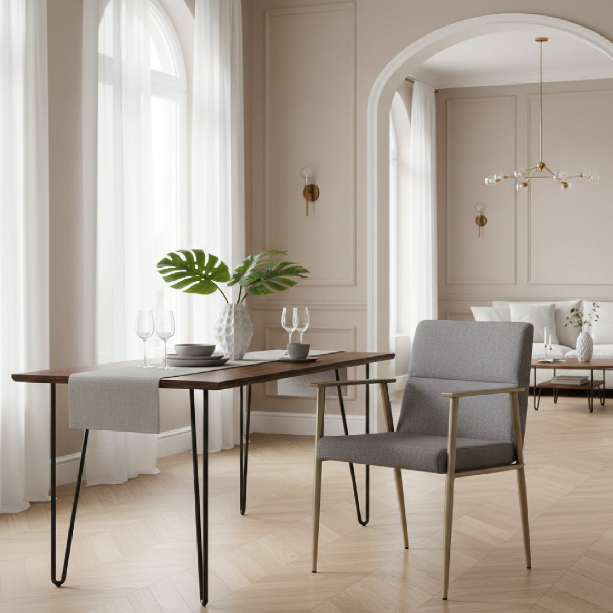 Gray Fabric Dining Armchair | Oroa.com
