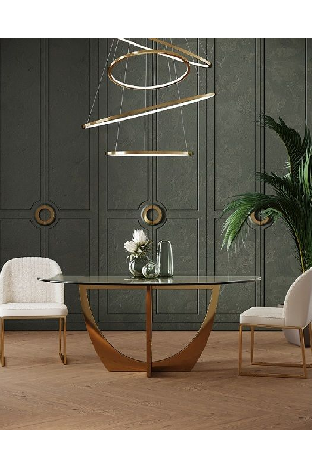 Gold Leaf Oval Dining Table | OROA Modern Chambers | Oroa.com