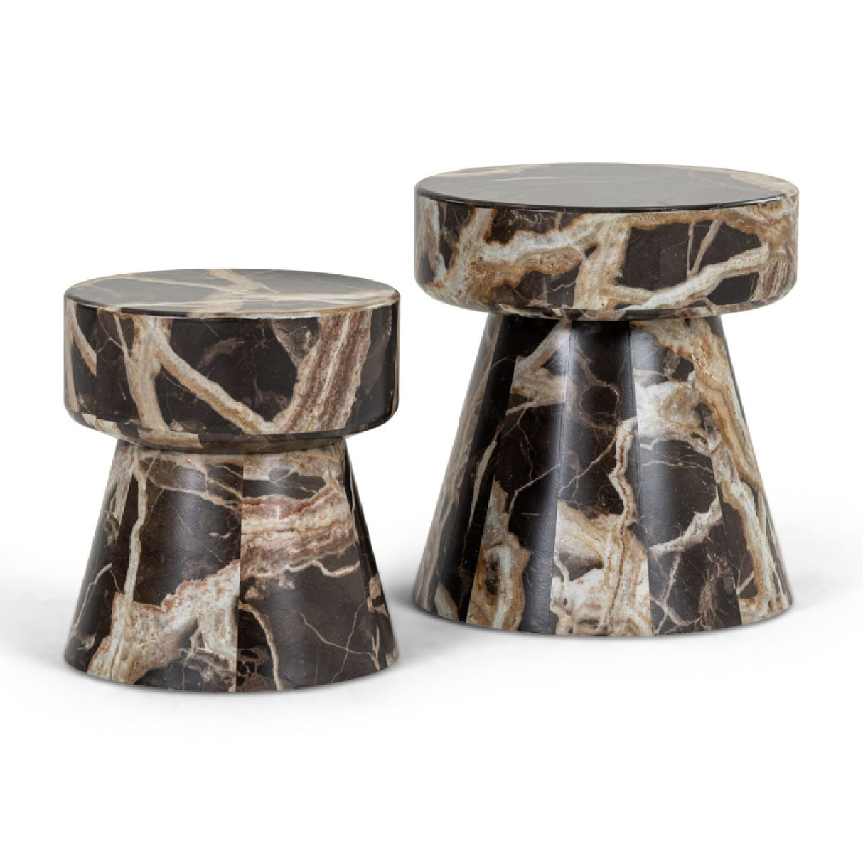 Marble Finished Round End Tables (2) | OROA Modern Marlow