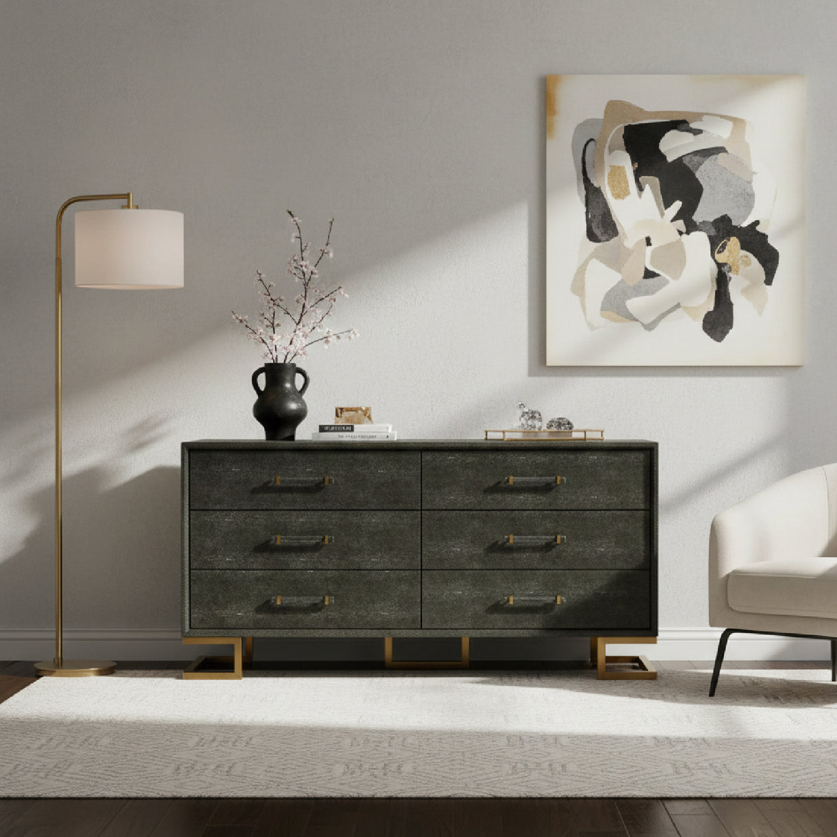 Gray Shagreen 6-Drawer Dresser | Oroa.com