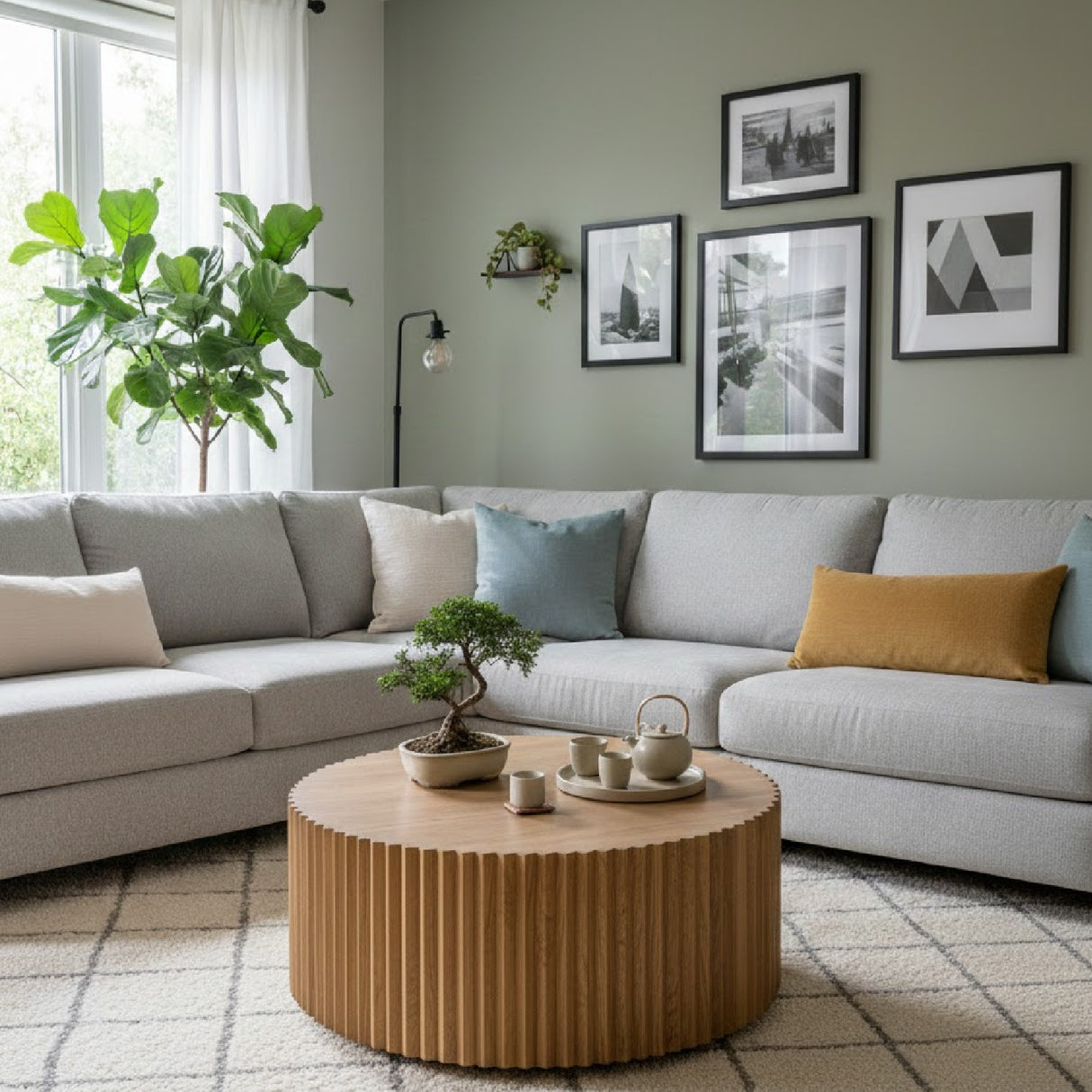 Reeded Walnut Round Coffee Table | Oroa.com