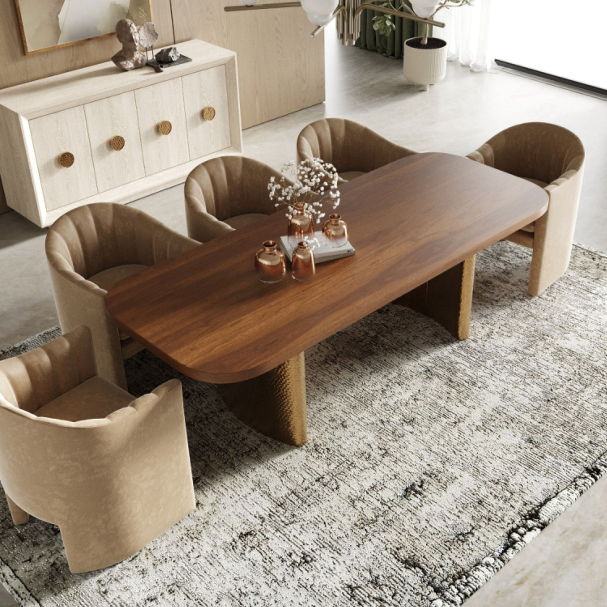 Wanut Veneer Dining Table | Oroa.com