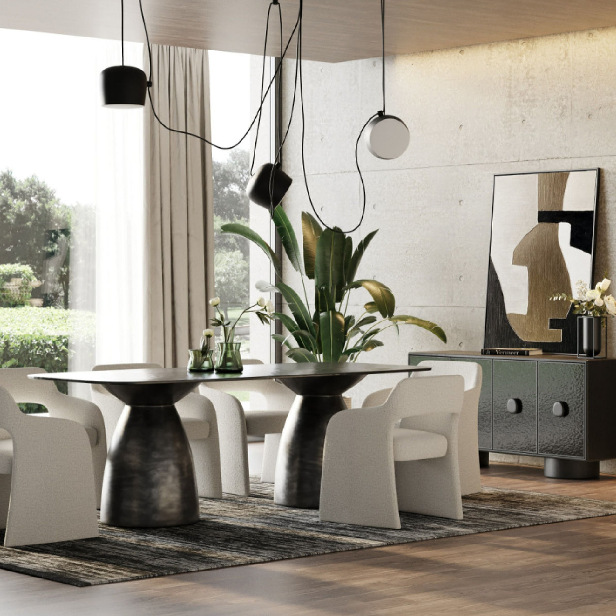 Black Wave Glass Dining Table | Oroa.com