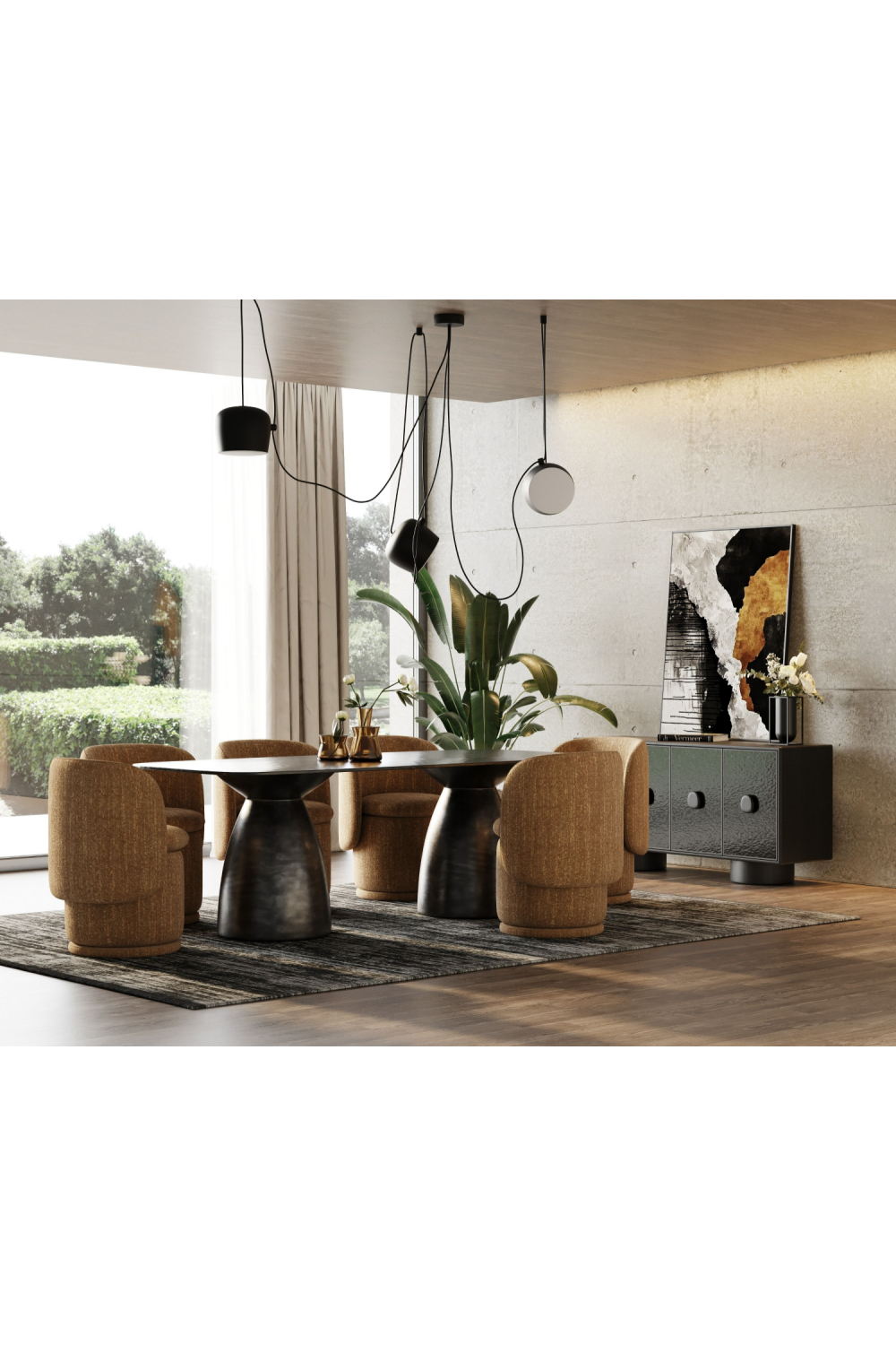 Black Wave Glass Dining Table | OROA Modern Calexico | Oroa.com