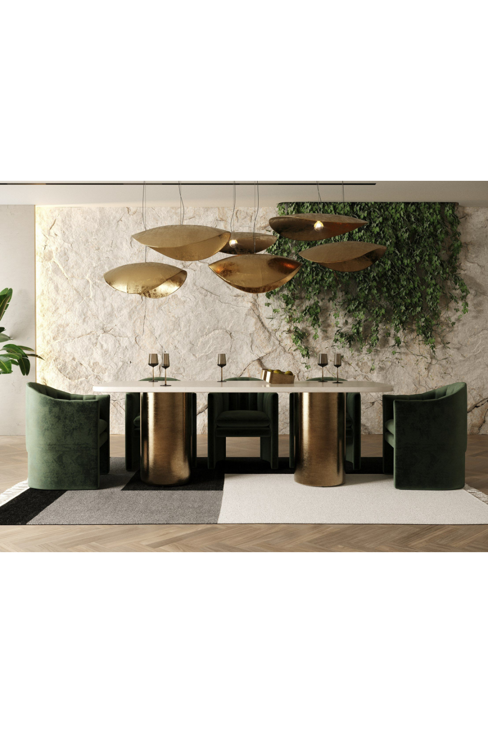 White Marble Dining Table L | OROA Modern Rocky