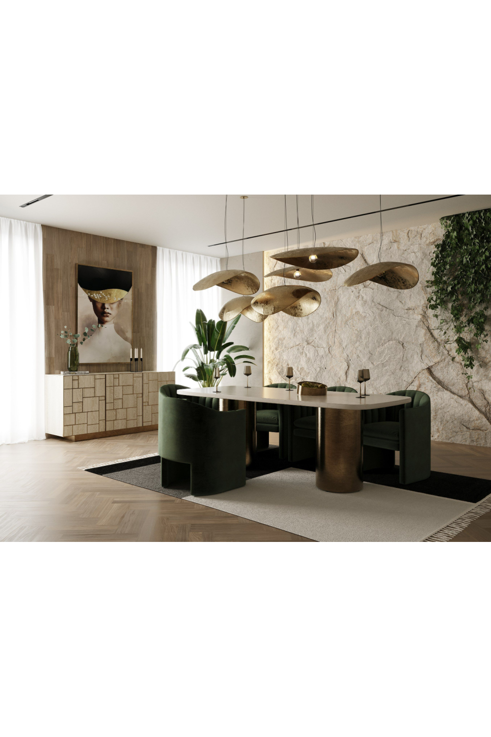 White Marble Dining Table L | OROA Modern Rocky
