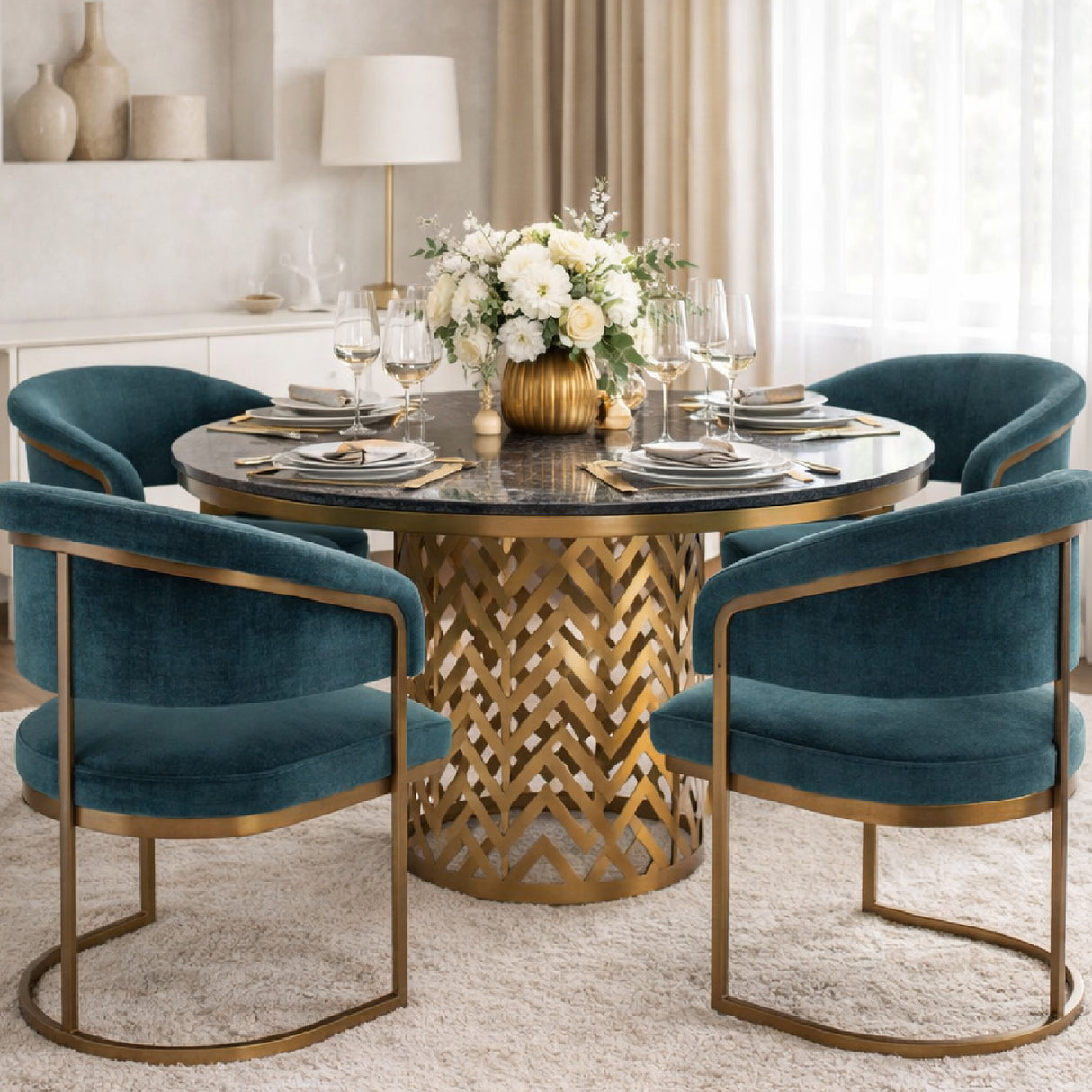 Gold Base Dining Table | Oroa.com
