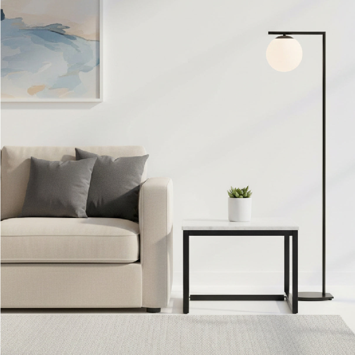 Square White Marble End Table | Oroa.com