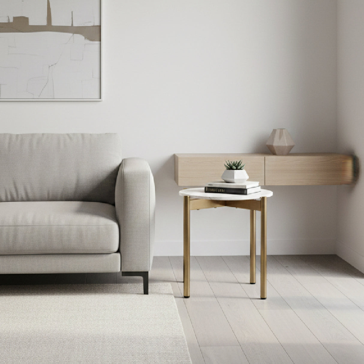 Square White Marble End Table | Oroa.com