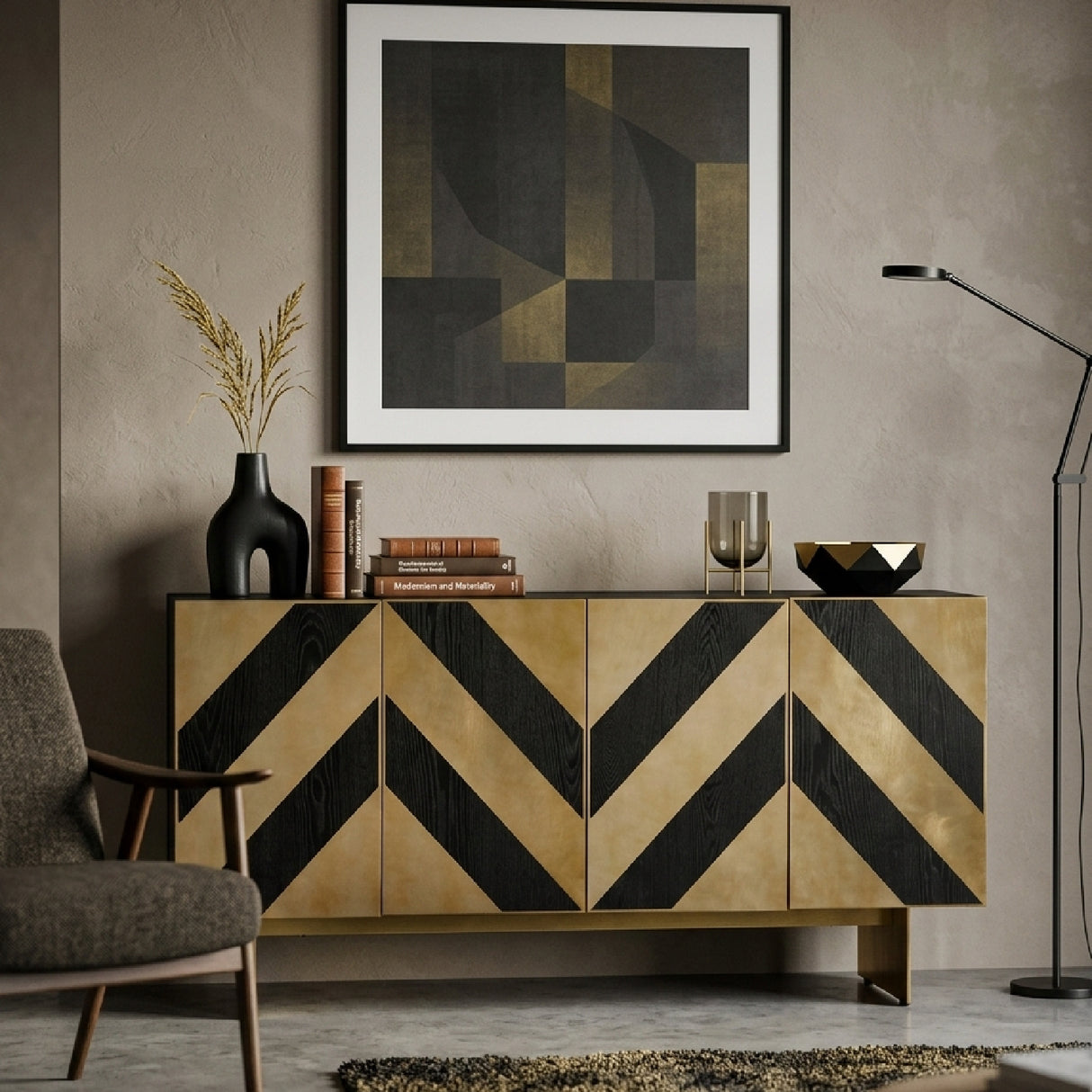 Gold Chevron Sideboard | Oroa.com