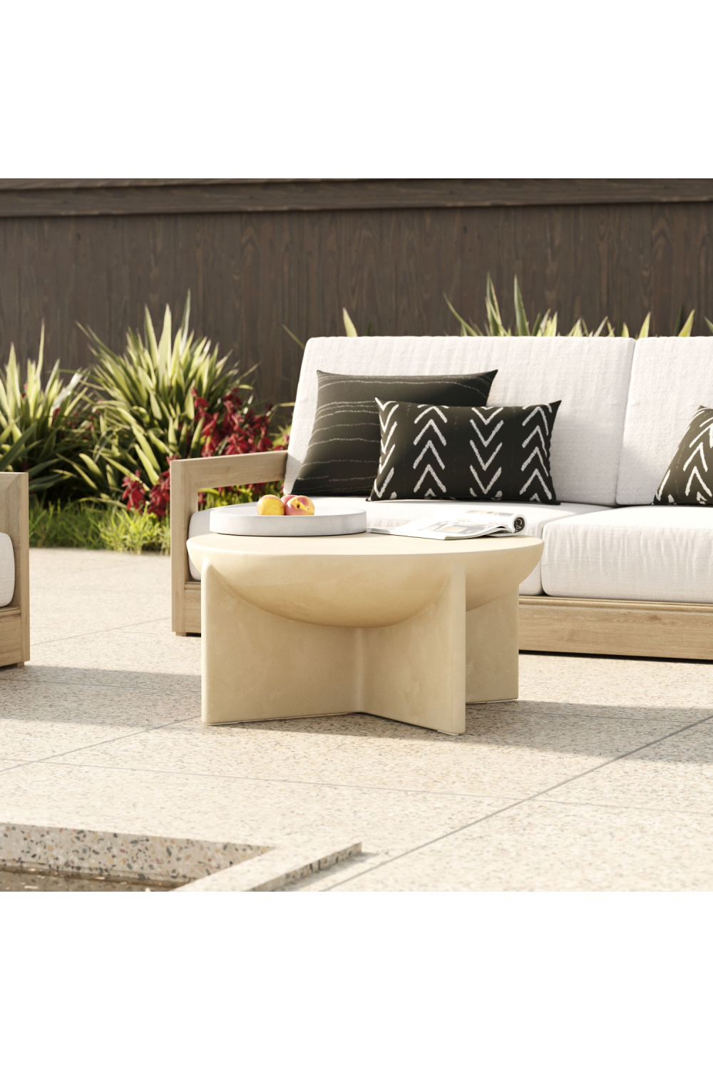 Beige Concrete Round Coffee Table | OROA Modern Elsa | Oroa.com