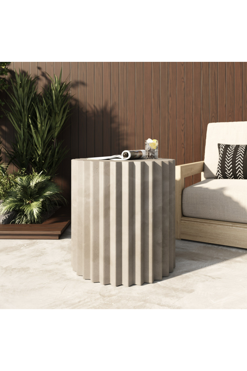 Ribbed Cylindrical End Table | OROA Modern Evadale | Oroa.com