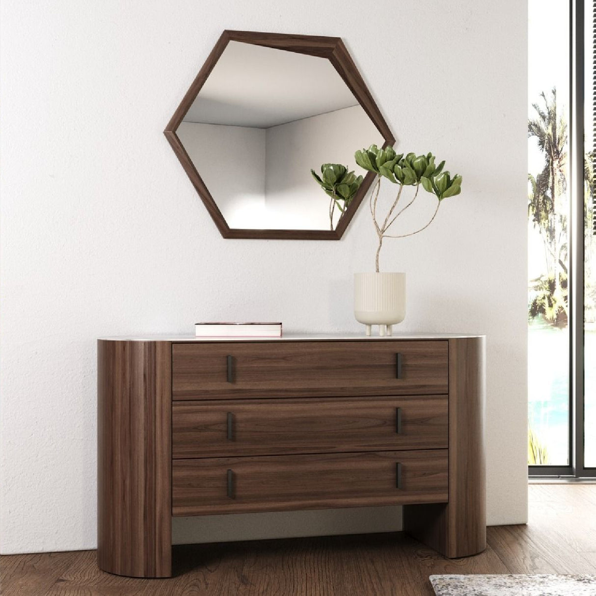 Walnut Veneer 3-Drawer Dresser | Oroa.com