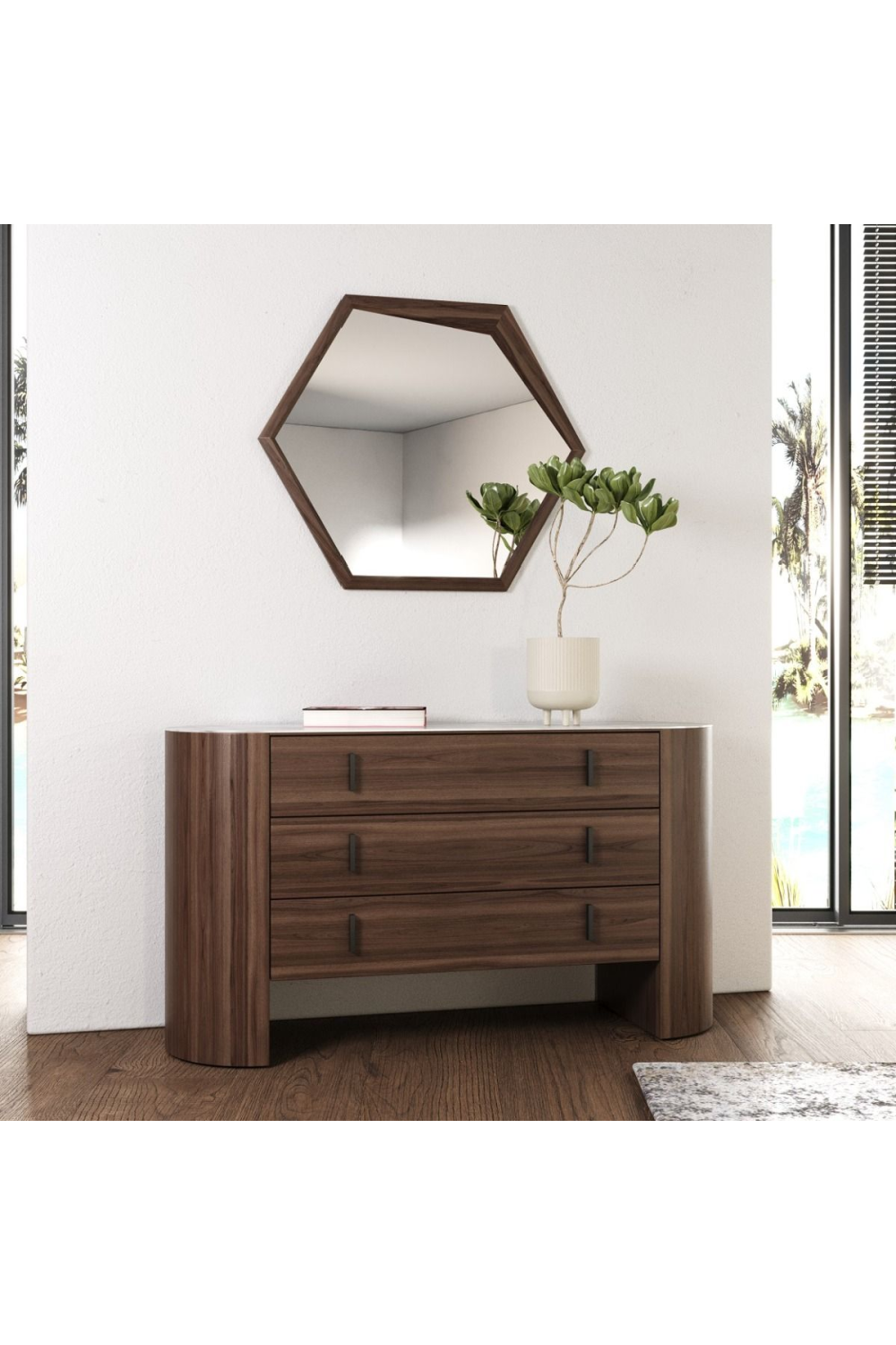 Walnut Veneer 3-Drawer Dresser | OROA Modern Chelton | Oroa.com