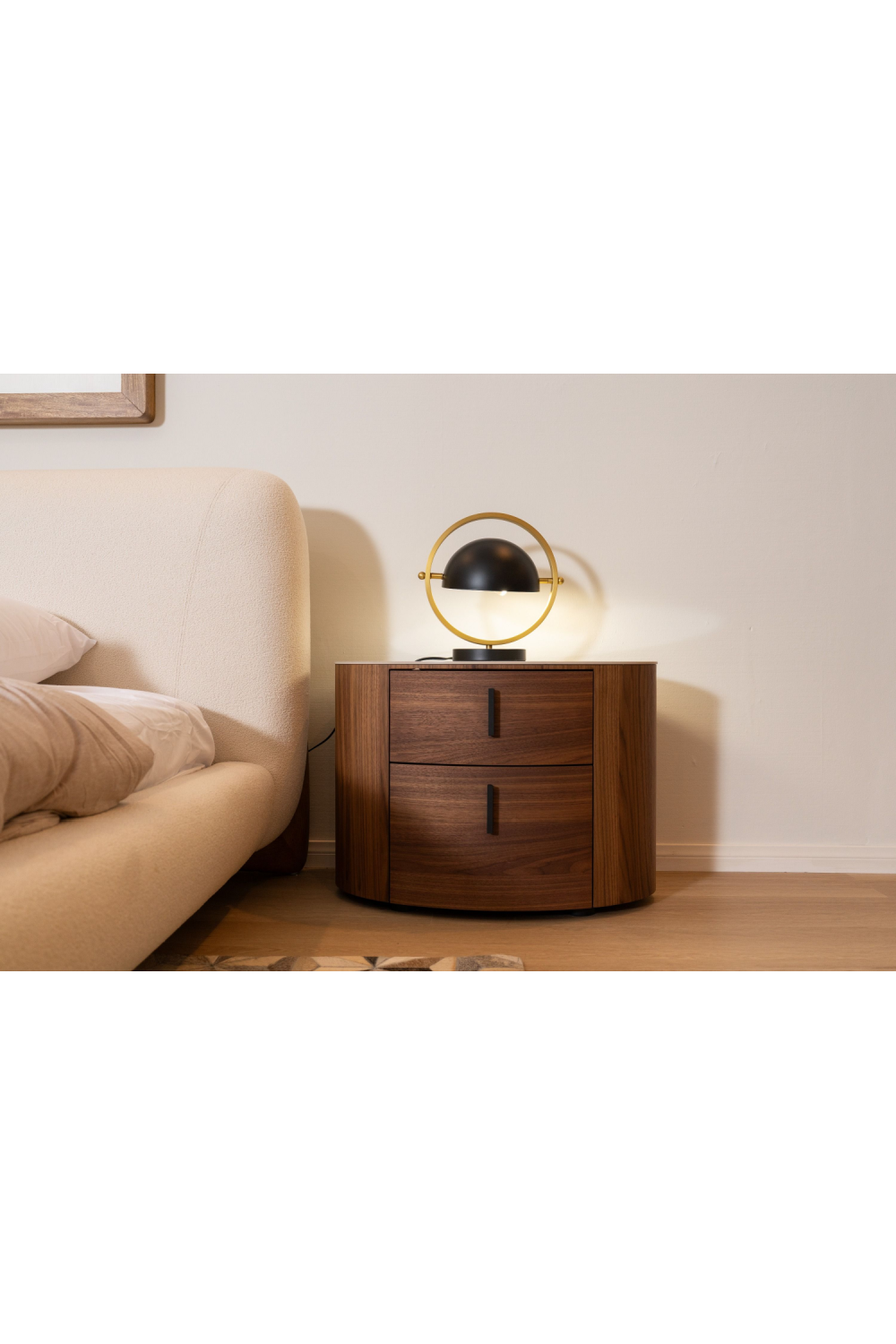 2-Drawer Walnut Nightstand | Oroa.com