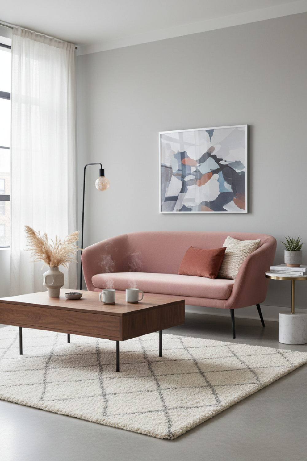 Pink Sloped-Arm Sofa | Oroa.com