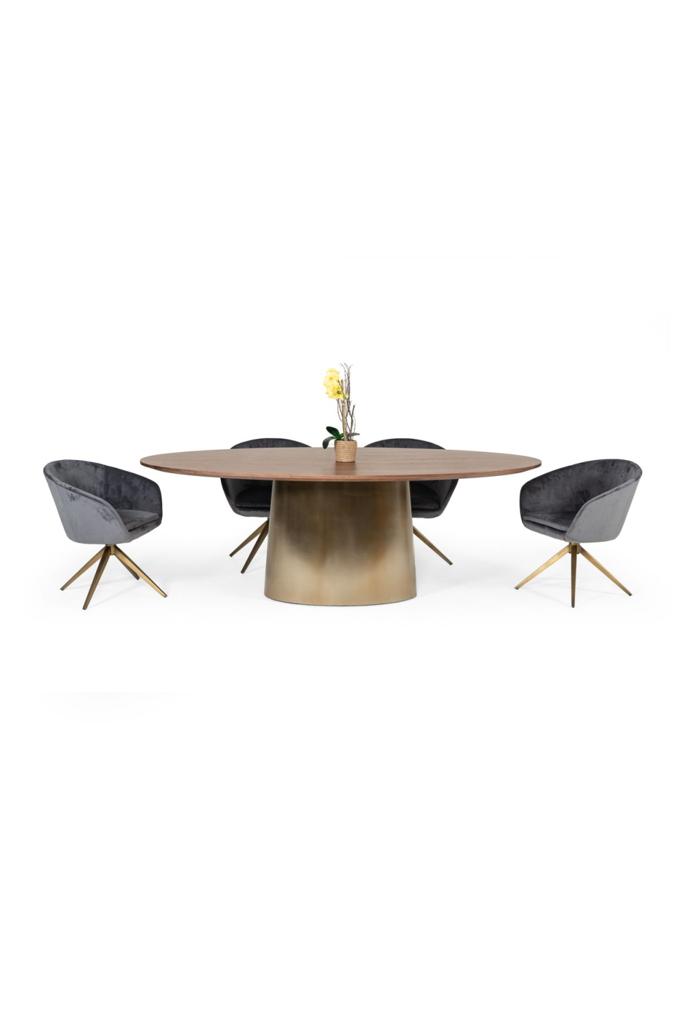 Gray Velvet Curved Dining Chair | Oroa.com