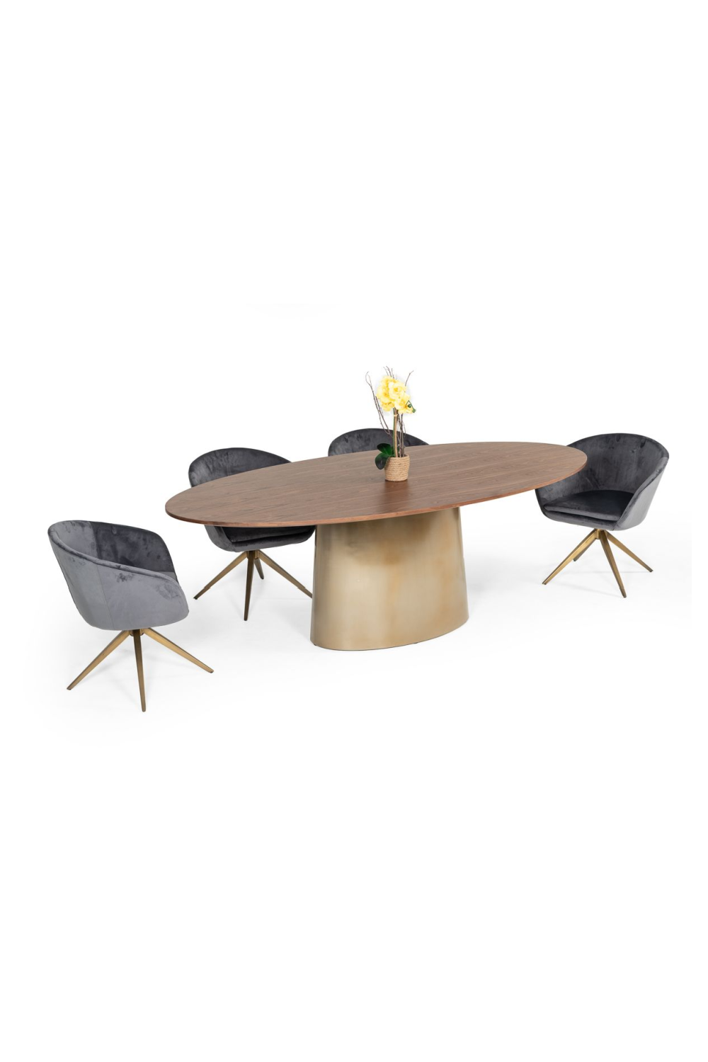 Gray Velvet Curved Dining Chair | Oroa.com