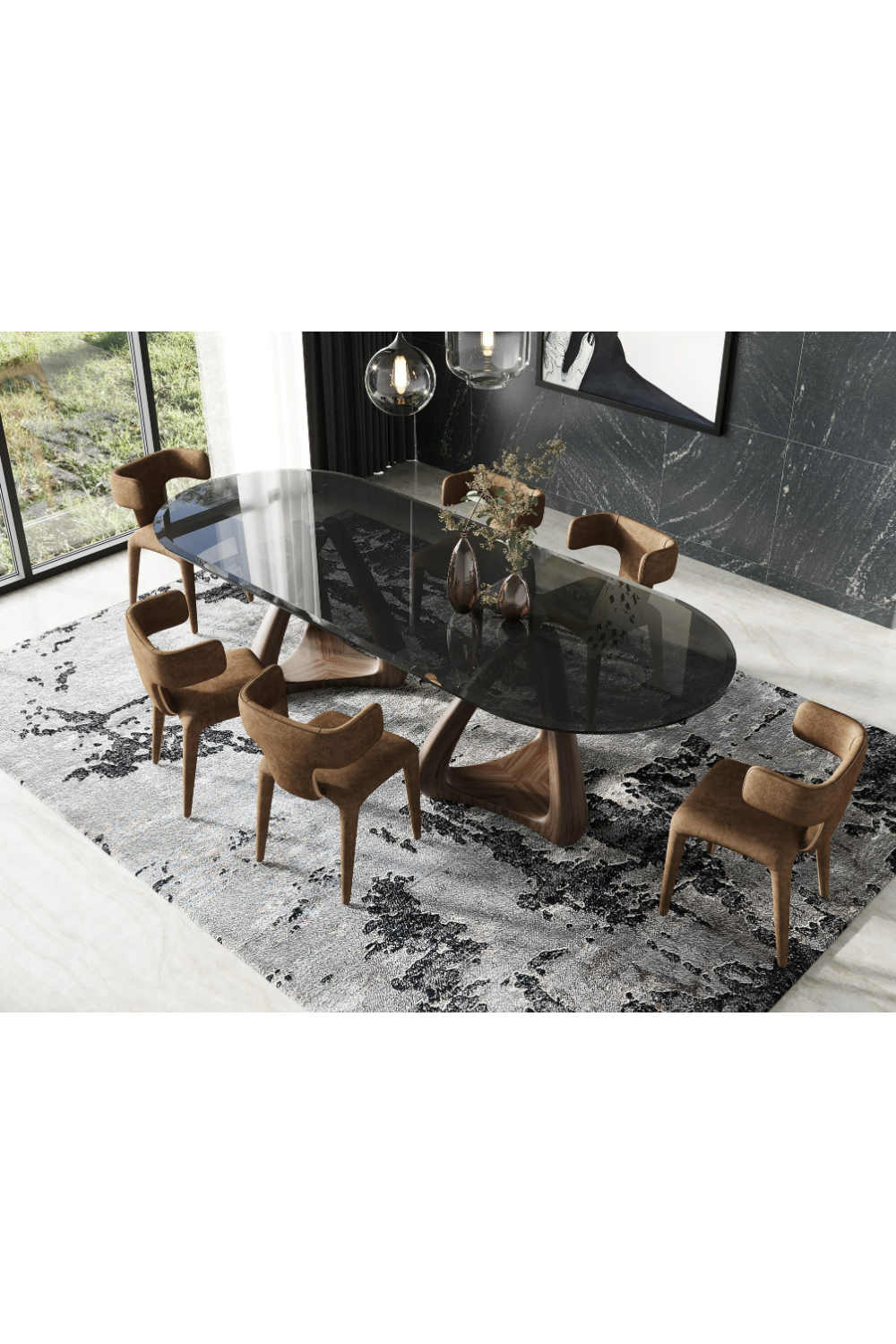 Oval Gray Glass Dining Table | Oroa.com