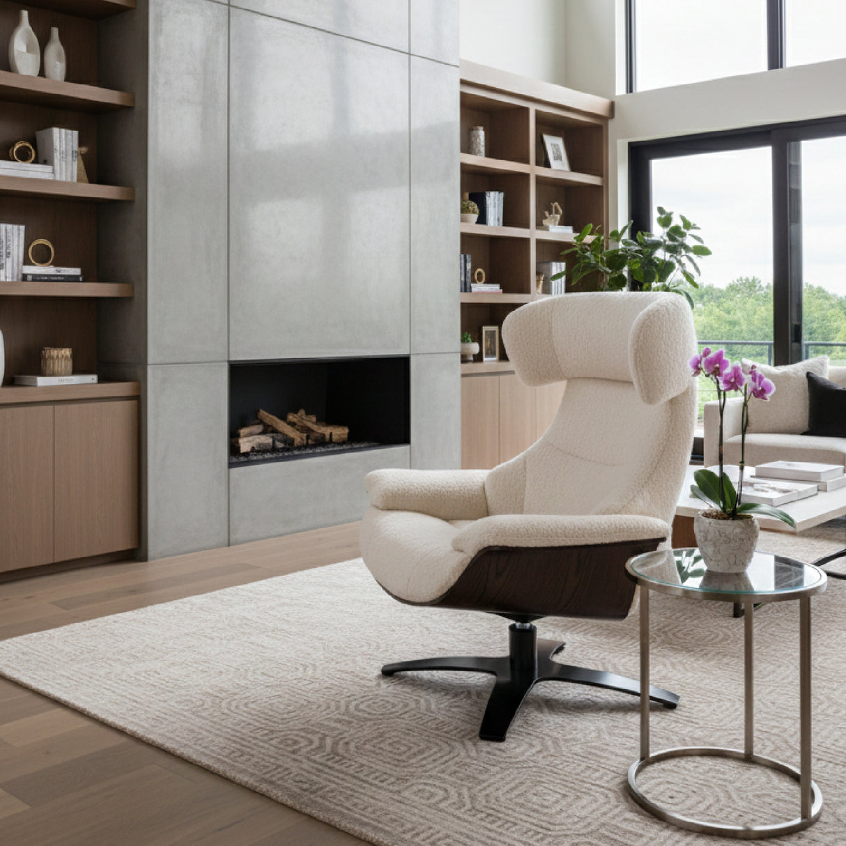 Beige Lounge Chair & Ottoman | OROA Modern Zahara