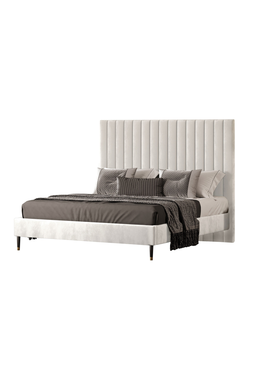 White Velvet Pleated Bed | Oroa.com