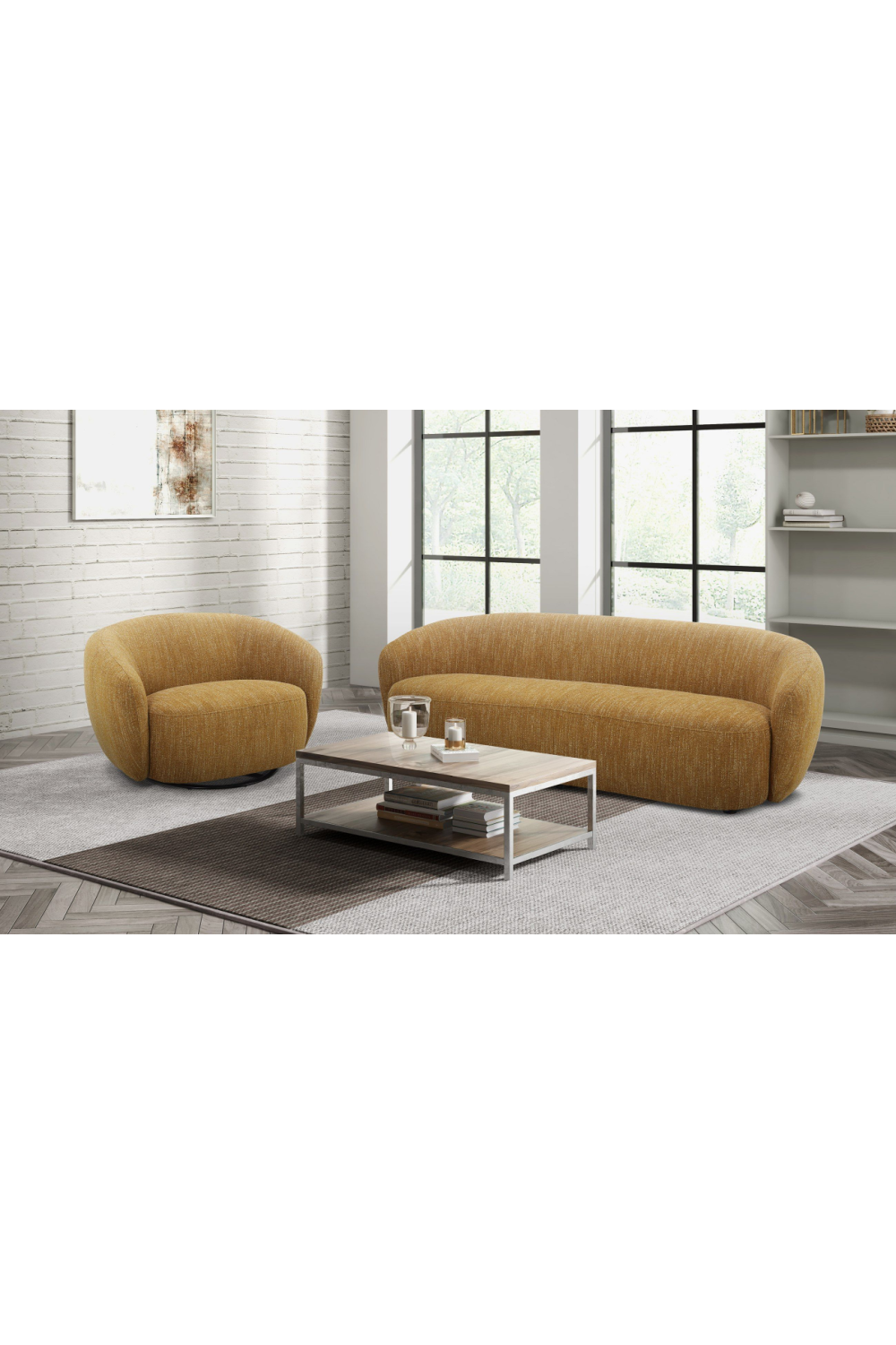 Yellow Curved Sofa | OROA Modern Norris | Oroa.com