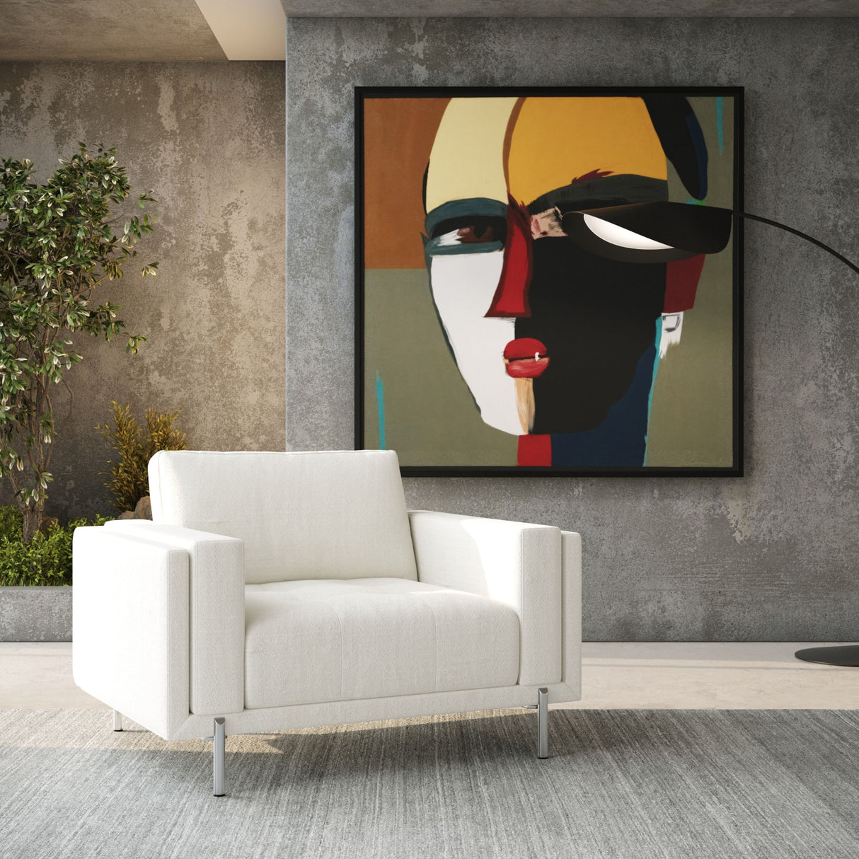 White Square-Armed Lounge Chair | Oroa.com