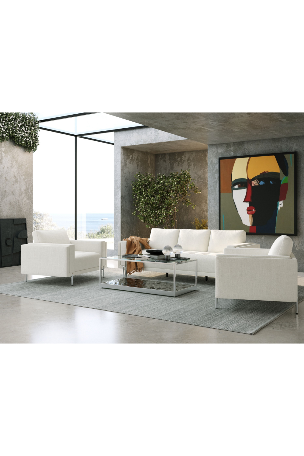 White Square-Armed Lounge Chair | Oroa.com