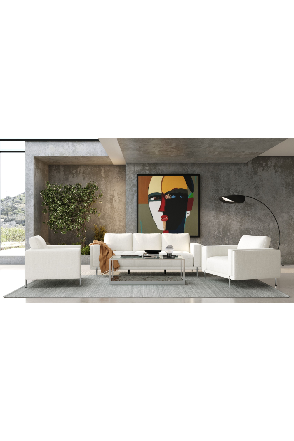 White Square-Armed Lounge Chair | Oroa.com