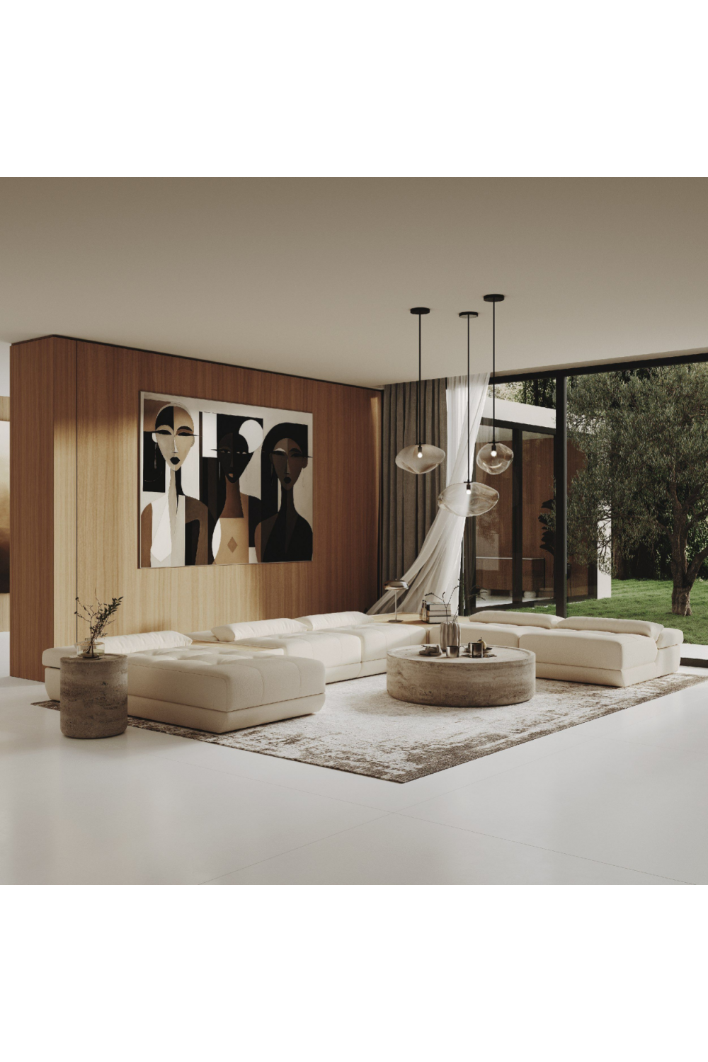 White Leather 7-Piece Modular Sofa | OROA Modern Garfield | Oroa.com