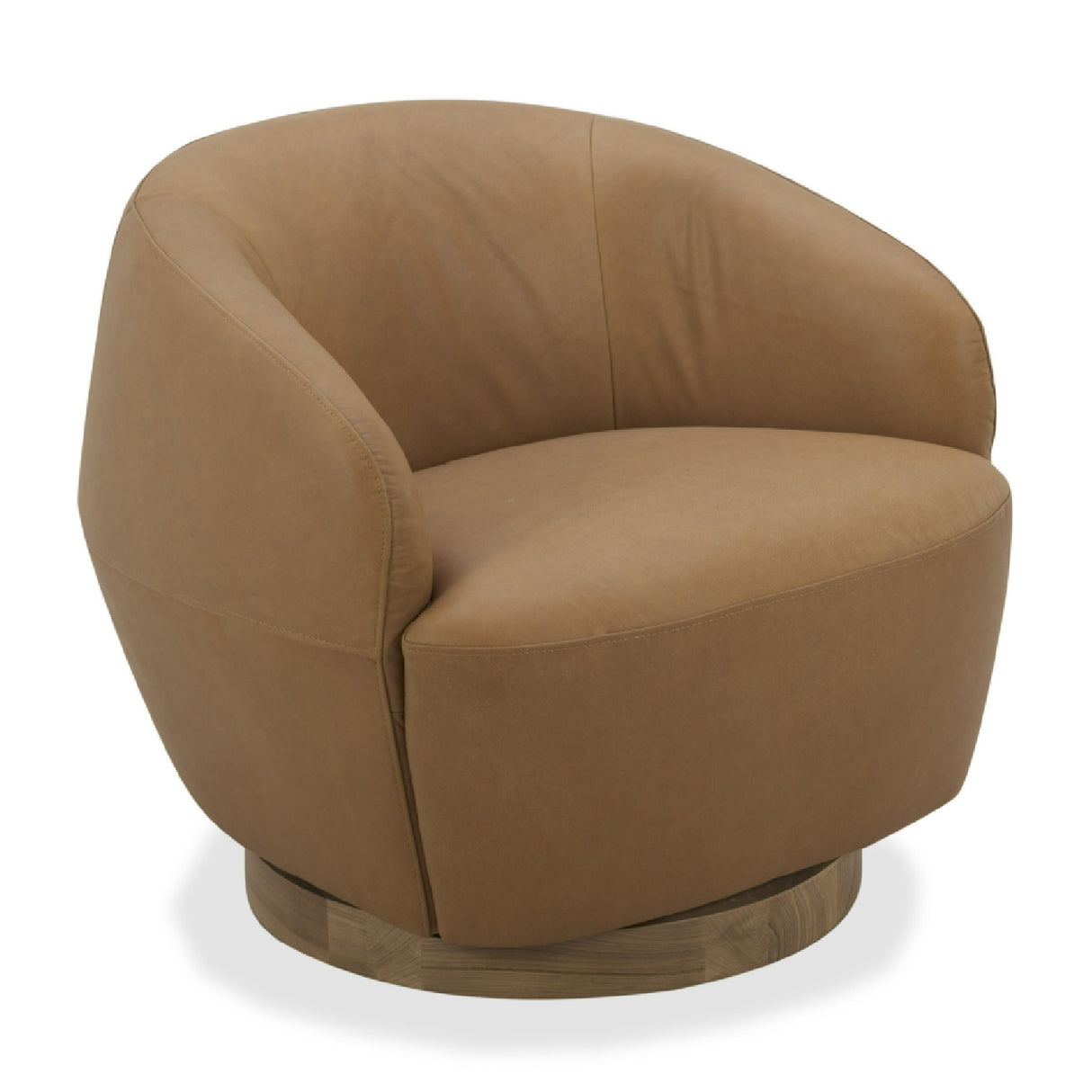 Tan Leather Swivel Accent Chair | OROA Modern Agatha