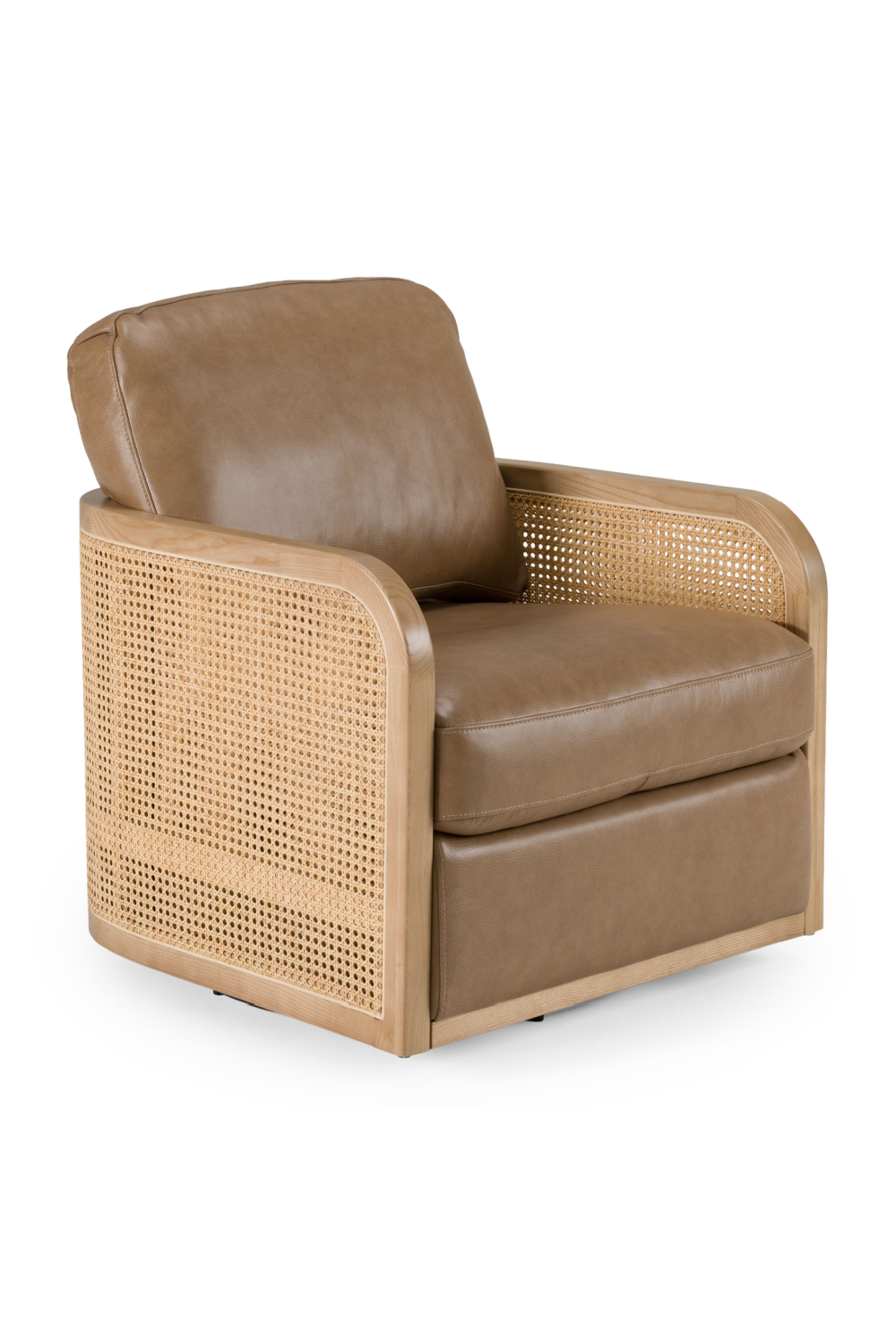 Tan Leather Wicker Swivel Chair | OROA Modern Danson | Oroa.com