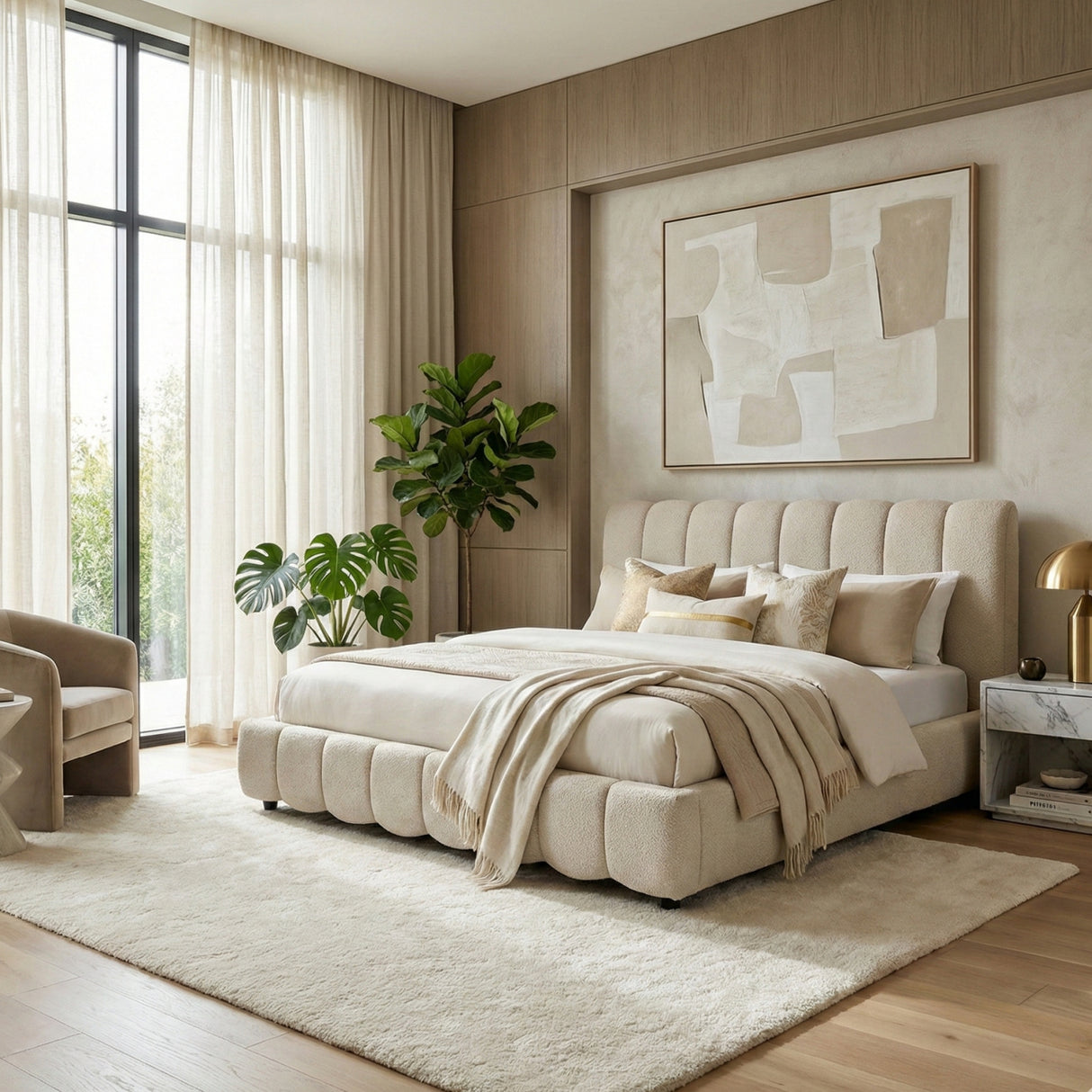 White Linen Bed | OROA Modern Harris | Oroa.com