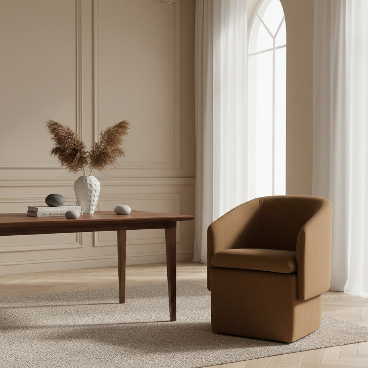 Curved Wheeled Dining Chair | Oroa.com