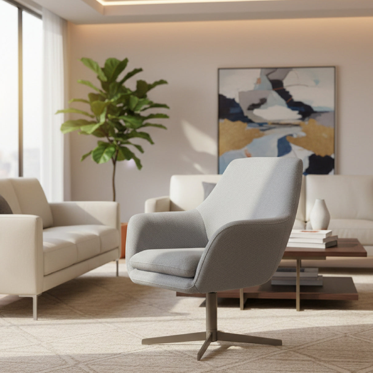 Wing-Armed Swivel Lounge Chair | Oroa.com