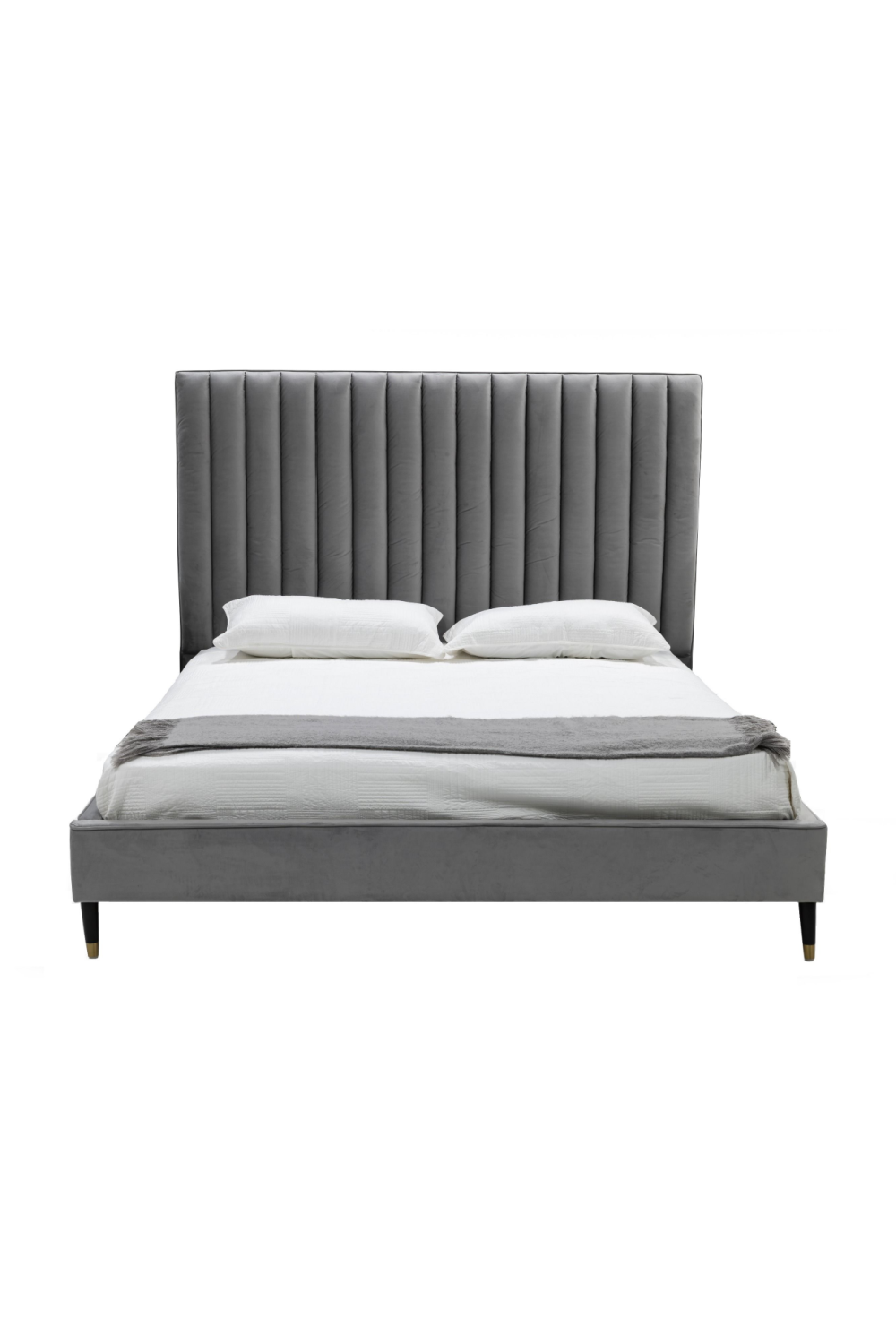 Gray Velvet Channel-Tufted Bed | OROA Modern Hemlock | Oroa.com