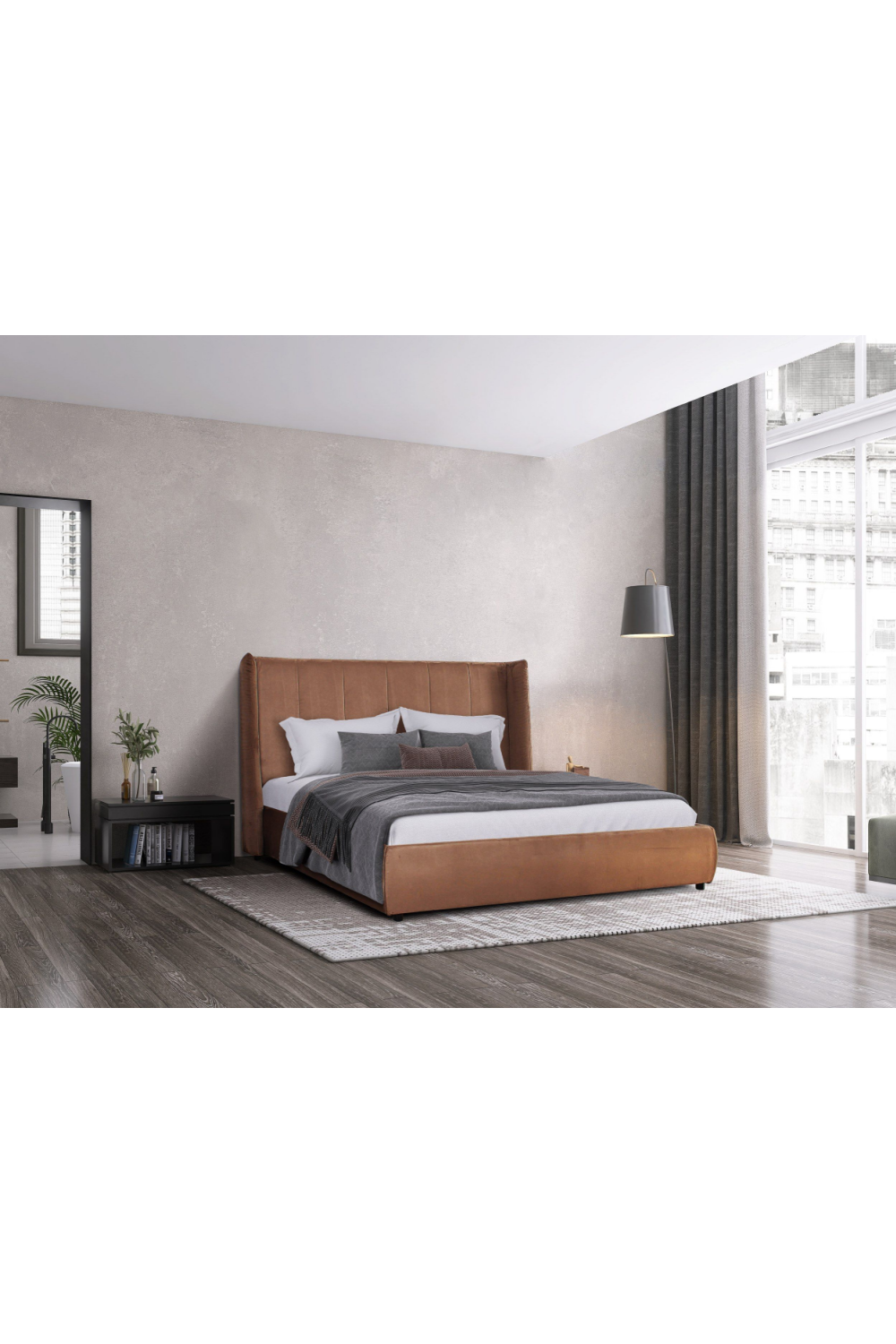 Orange Velvet Bed | OROA Modern Emilia | Oroa.com