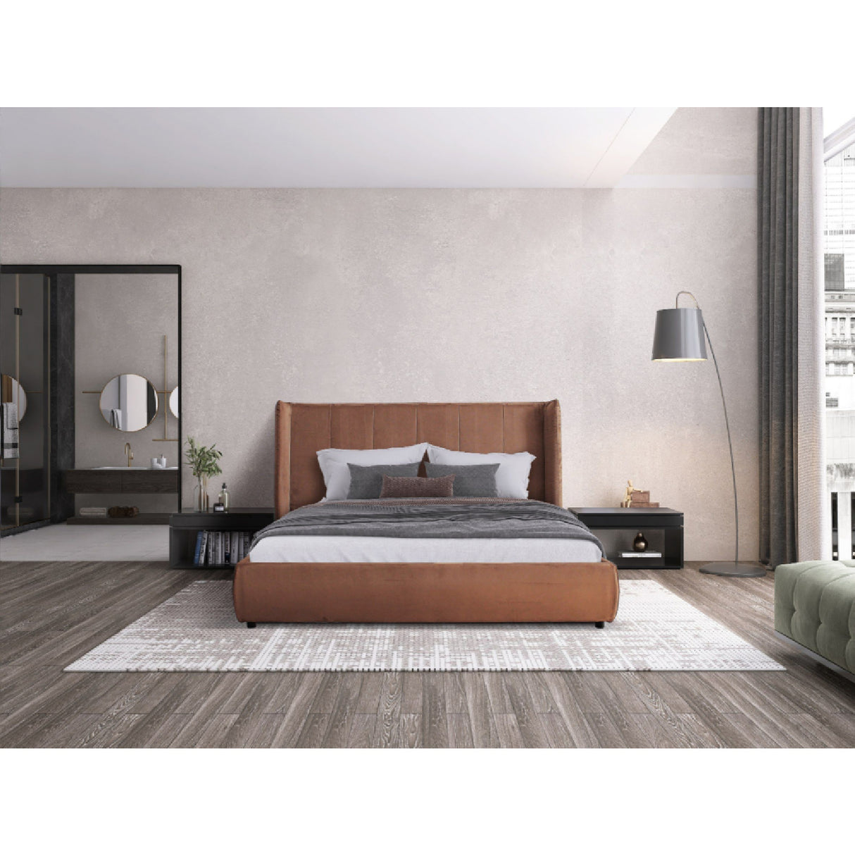 Orange Velvet Bed | Oroa.com