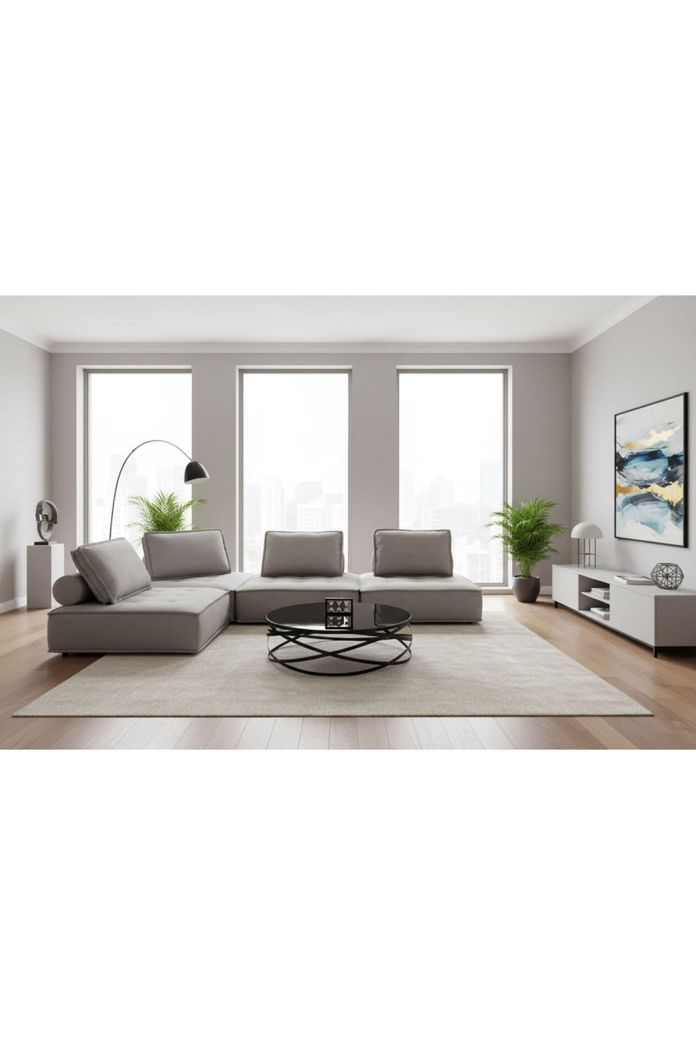 Gray Fabric 4-Piece Sectional Sofa | OROA Modern Nolden | Oroa.com