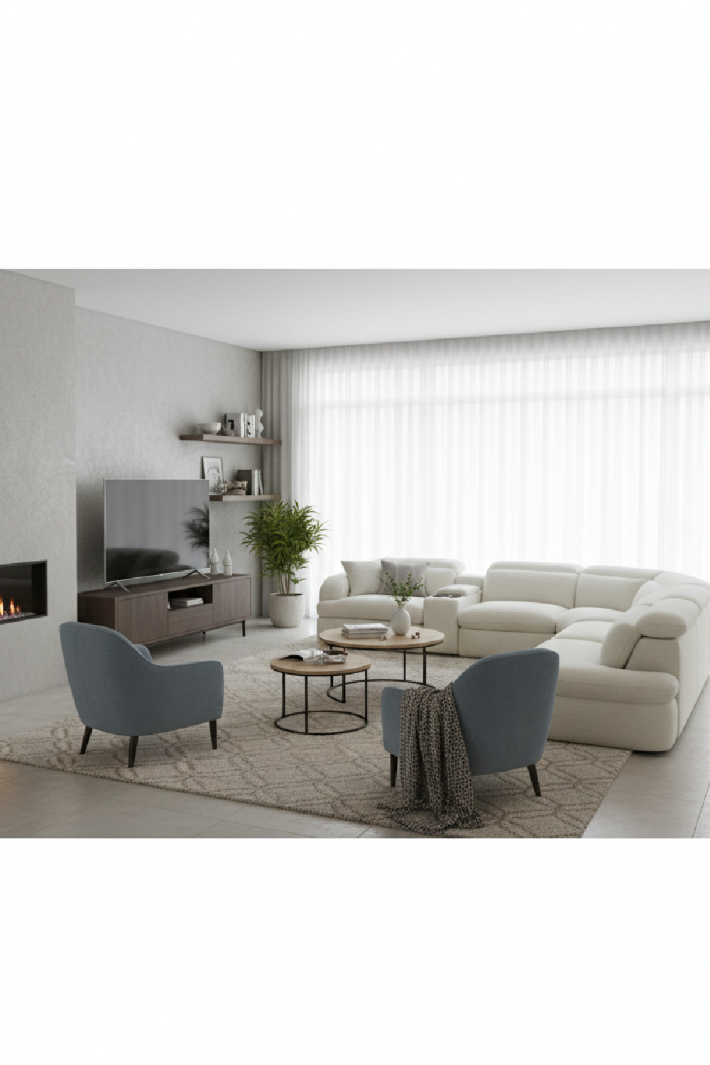 White L-Shaped Recliner Sectional Sofa | OROA Modern Ambler